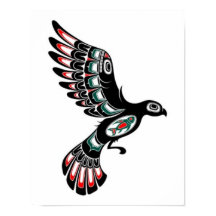 Roter und schwarzer Haida-Geist-Vogel, weiß