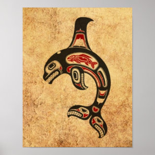 Roter und Schwarzer Haida Spirit Killer Whale Poster
