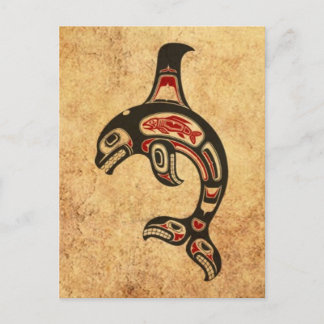 Roter und Schwarzer Haida Spirit Killer Whale Postkarte