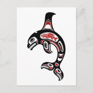 Roter und Schwarzer Haida Spirit Killer Whale Postkarte