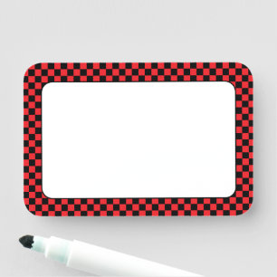 Roter und schwarzer Karo 3x2 Namensschild