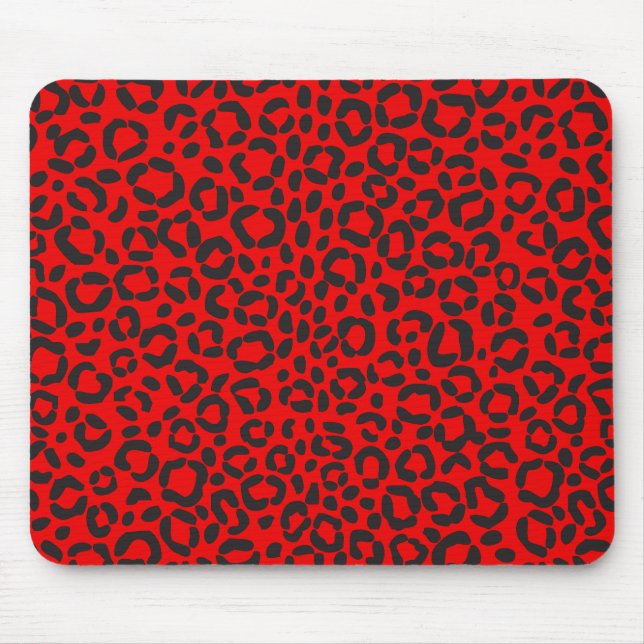 Roter und schwarzer Leopard-Druck Mousepad (Vorne)