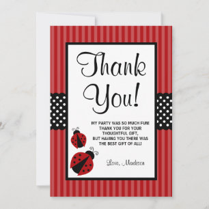Roter und schwarzer Marienkäfer-gestreifter Dankeskarte