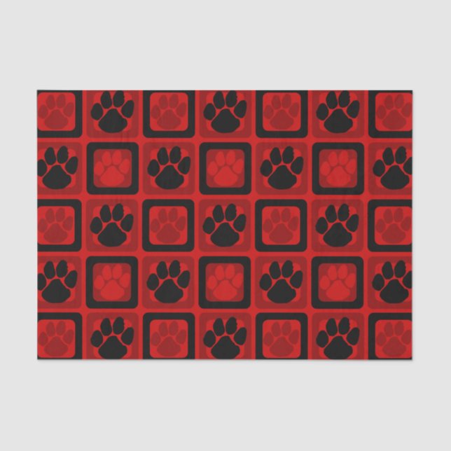 Roter und schwarzer Pawprint Seidenpapier (Vorderseite)