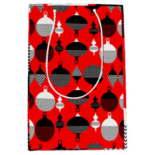 Roter und schwarzer Retro-Christbaumschmuck-Ball Mittlere Geschenktüte