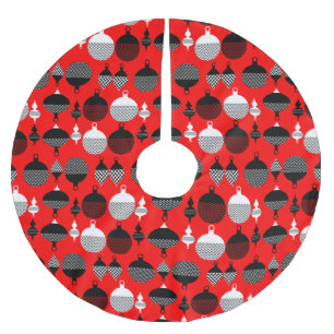 Roter und schwarzer Retro-Christbaumschmuck-Ball Polyester Weihnachtsbaumdecke