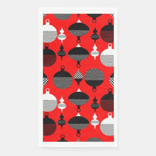 Roter und schwarzer retro Weihnachtsdekorationsbal Serviette