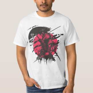 Roter und schwarzer Samurai-T - Shirt