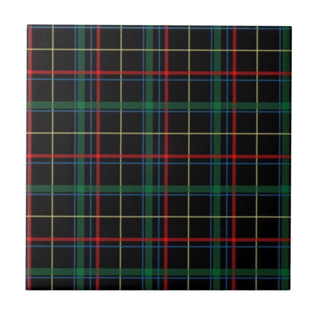 Roter und schwarzer Tartan-kariertes Muster Fliese (Vorderseite)