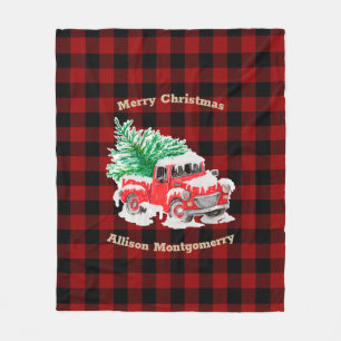 Roter und schwarzer Tartan-Rot-Weihnachts-LKW mit Fleecedecke
