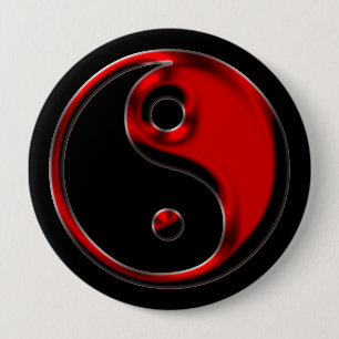 Roter und schwarzer Yin Yang Knopf Button
