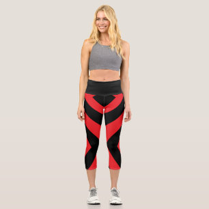 Roter und schwarzer Yoga-Pant gestreifter Capri-Le Capri Leggings