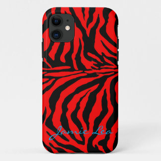 Roter und schwarzer Zebra-Telefon-Kasten iPhone 11 Hülle