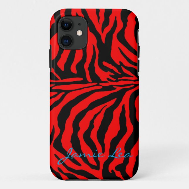 Roter und schwarzer Zebra-Telefon-Kasten Case-Mate iPhone Hülle (Rückseite)