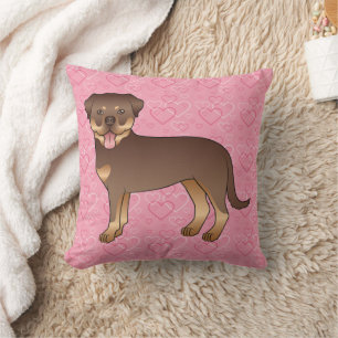 Roter und Tan Rottweiler auf rosa Herzen Kissen