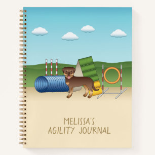 Roter und Tan Rottweiler Hund mit Agility Notizbuch
