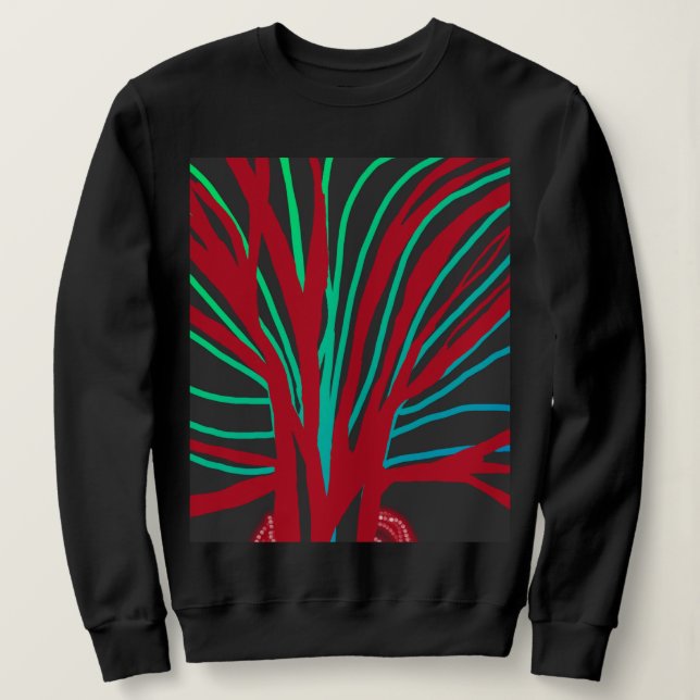 Roter und Türkisgrüner Baum Sweatshirt (Design vorne)