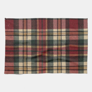 Roter und Waldgrüner Flanell-Karo Geschirrtuch