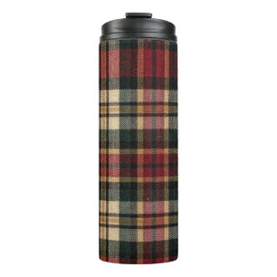 Roter und Waldgrüner Flanell-Karo Thermosbecher
