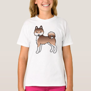 Roter und weißer Alaskan Klee Kai Niedlicher Carto T-Shirt