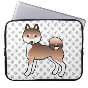 Roter und weißer Alaskan Klee Kai süßer Cartoon-Hu Laptopschutzhülle