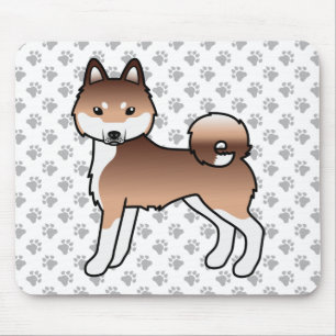 Roter und weißer Alaskan Klee Kai süßer Cartoon-Hu Mousepad