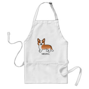 Roter und Weißer Cardigan Welsh Corgi Hund & Name Schürze