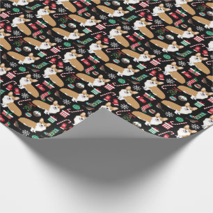 Roter und Weißer Corgi Weihnachts-Zuckerstangen Sc Geschenkpapier