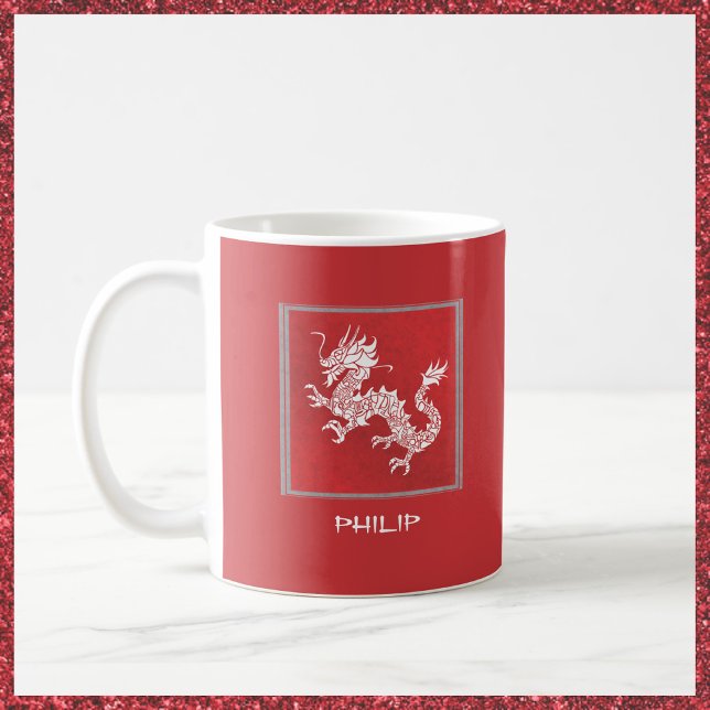 Roter und Weißer Drache auffallend Kaffeetasse (Von Creator hochgeladen)