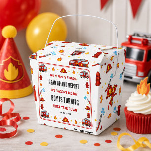 Roter und Weißer Feuerwehrwagen 1. Geburtstagsfeie Geschenkschachtel