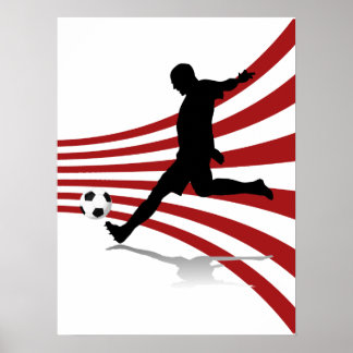 Roter und Weißer Fußballspieler Poster
