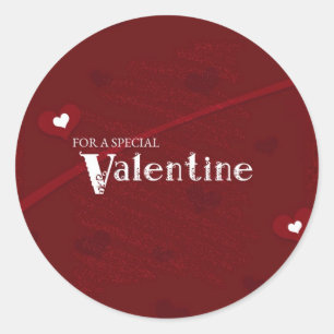 Roter und weißer Herz-Valentinsgruß-runder Runder Aufkleber