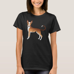 Roter und weißer Ibizan-Hund glatter Hafenkartoon T-Shirt