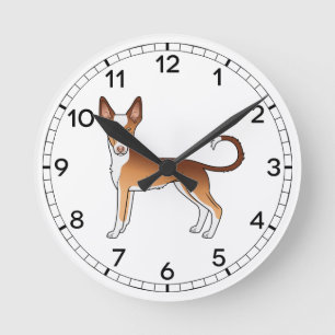 Roter und weißer Ibizener Hund mit glattem Fell Ca Runde Wanduhr