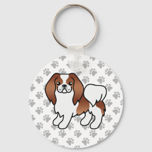 Roter und weißer japanischer Cartoon-Hund und Paws Schlüsselanhänger