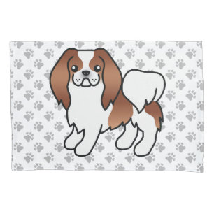 Roter und weißer japanischer Chin-Cartoon-Hund & P Kissenbezug