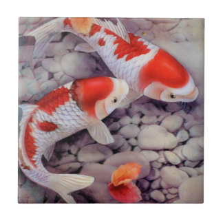 Roter und weißer Koi Fisch-Teich Fliese