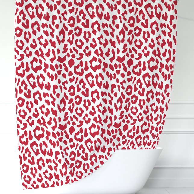 Roter und weißer Leopard Duschvorhang (Von Creator hochgeladen)