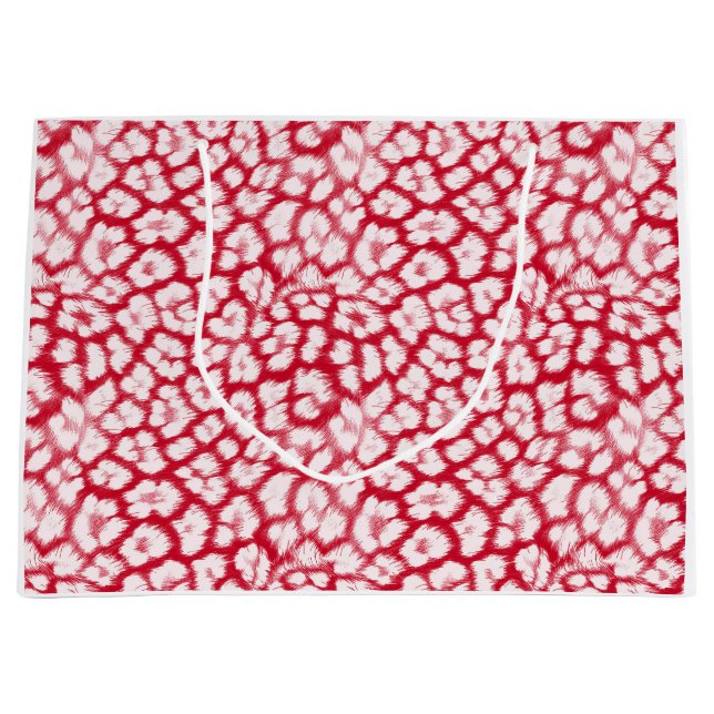 Roter und weißer Leoparddruck Große Geschenktüte (Vorderseite)