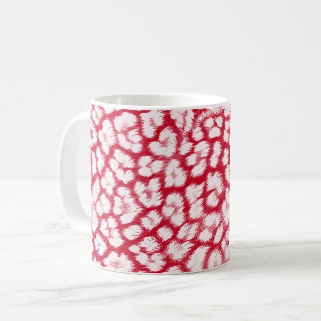 Roter und weißer Leoparddruck Kaffeetasse (Vorderseite Links)