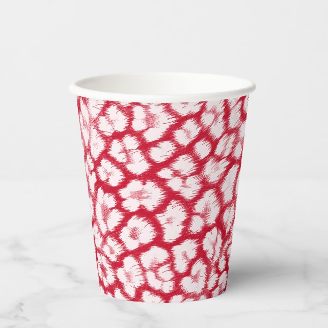 Roter und weißer Leoparddruck Pappbecher (Vorderseite)