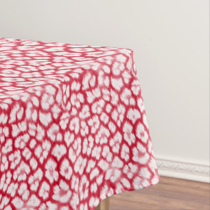 Roter und weißer Leoparddruck Tischdecke
