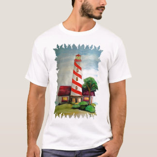 Roter und weißer Leuchtturm T-Shirt