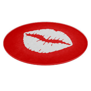 Roter und weißer Lippenstift Schneidebrett