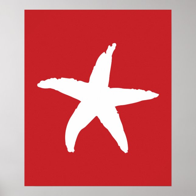 Roter und weißer Nautikstar Poster (Vorne)