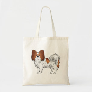 Roter und weißer Papillon Süßer Cartoon-Hund Tragetasche