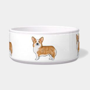 Roter und weißer Pembroke Welsh Corgi Cartoon-Hund Napf