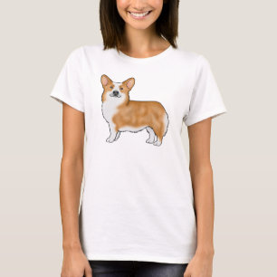 Roter und Weißer Pembroke Welsh Corgi Cartoon Hund T-Shirt
