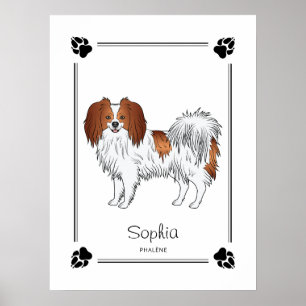 Roter und Weißer Phalène und personalisierter Hund Poster