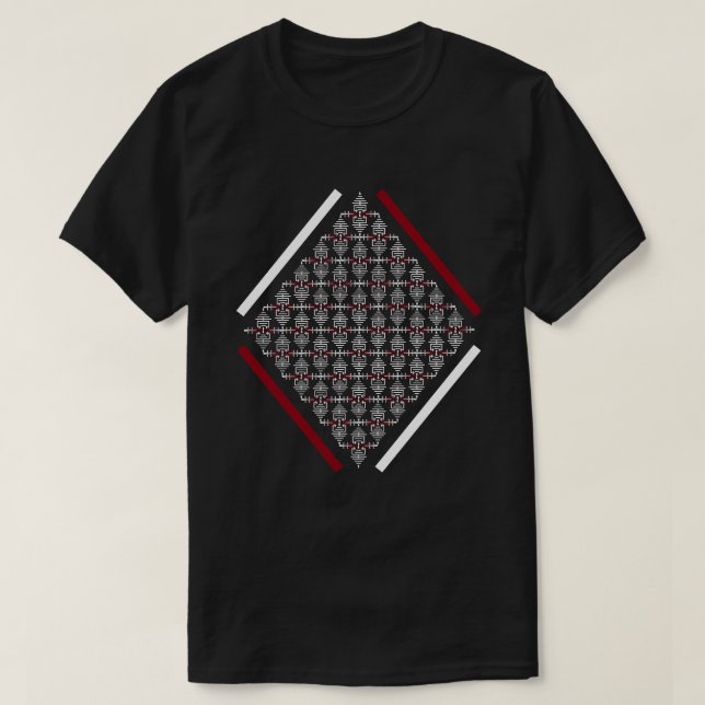 Roter und weißer Platz mit asiatisch Inspirierten  T-Shirt (Design vorne)